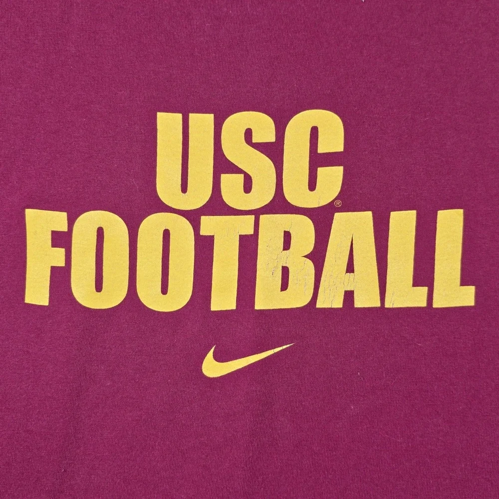 Vintage Y2K Nike Team USC‎ Trojans Football T-Shirt Mens L Center Swoosh Raglan